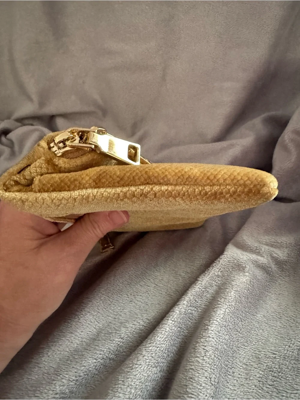 Madison West Gold Velvet Envelope Crossbody/ Clutch - Women Bags